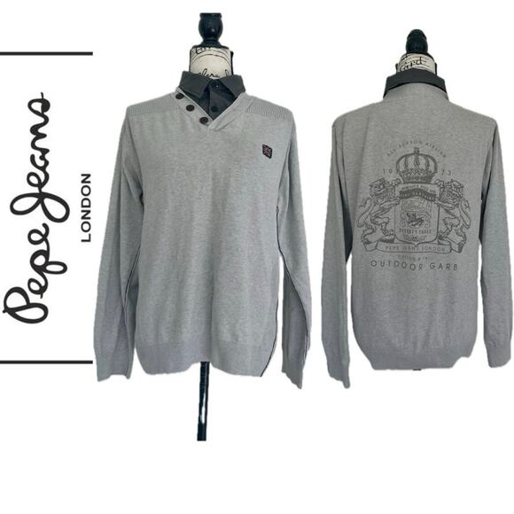 Y2K 90’s PEPE JEANS LONDON SWEATER MOCK NECK COLLAR KNITTED SZ XL ICONIC - Picture 1 of 16